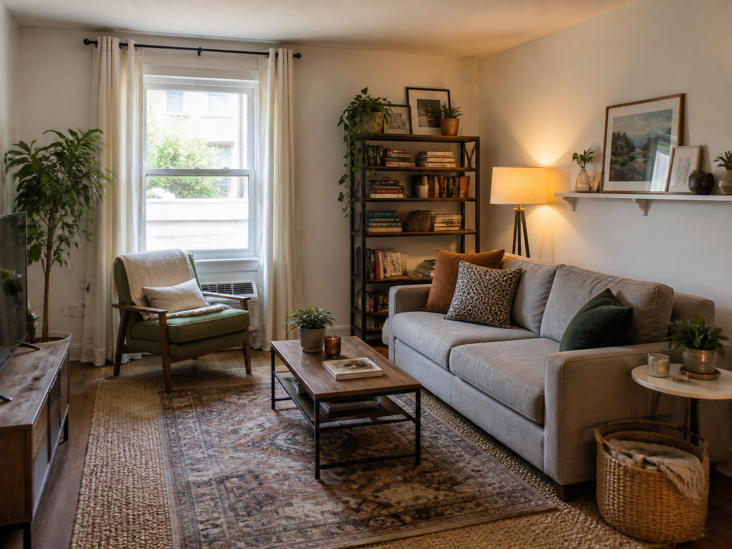 Rental living room AI makeover scenario