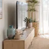 4. light oak media console...