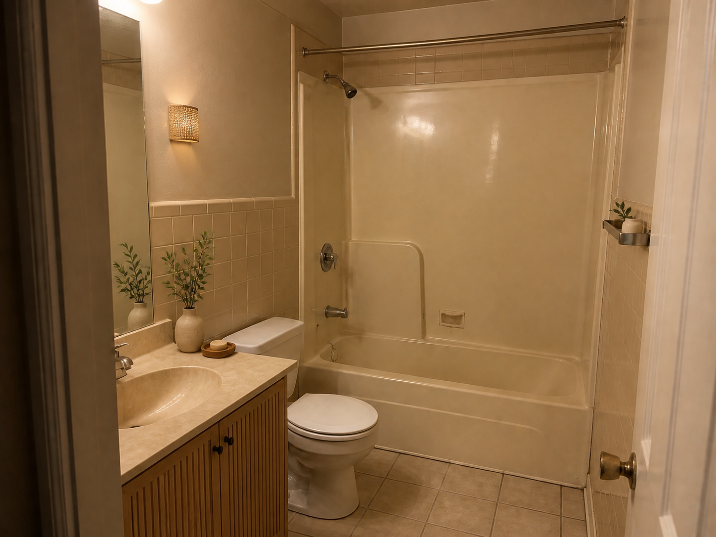 Warm Wood & Lighting Makeover after