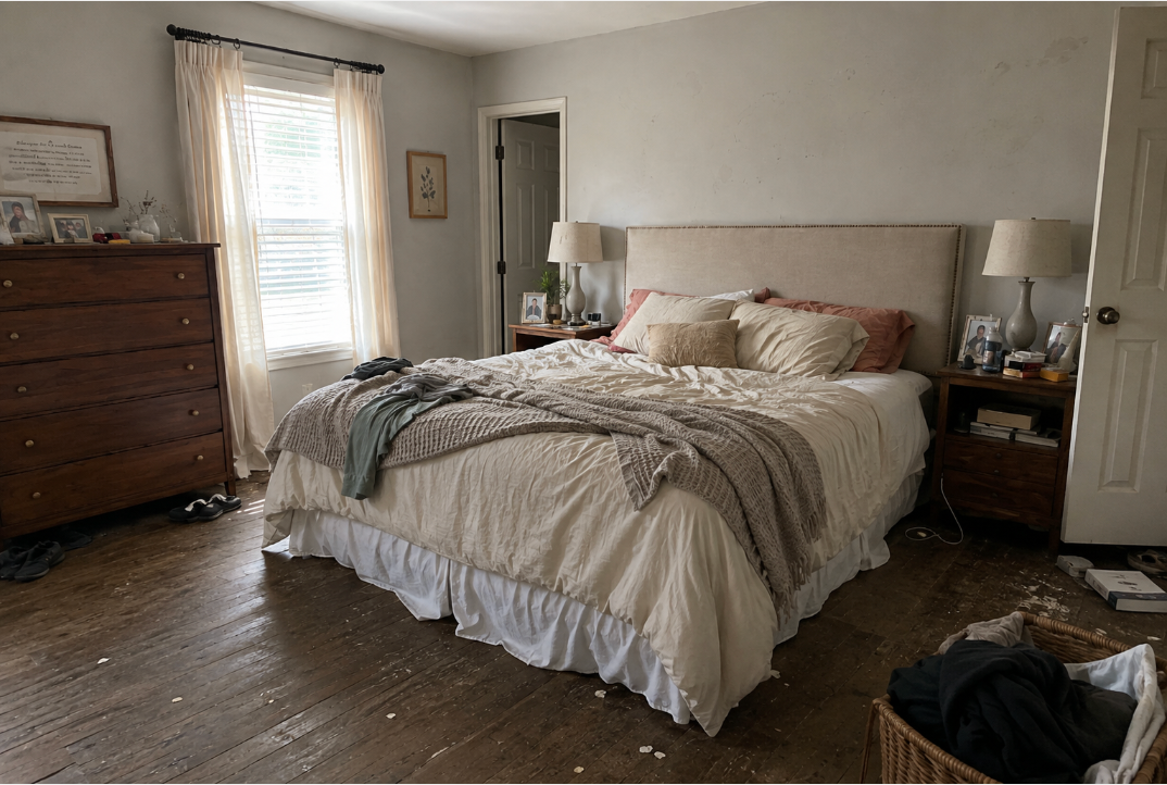 Classic Bedroom to Warm Rustic Haven before
