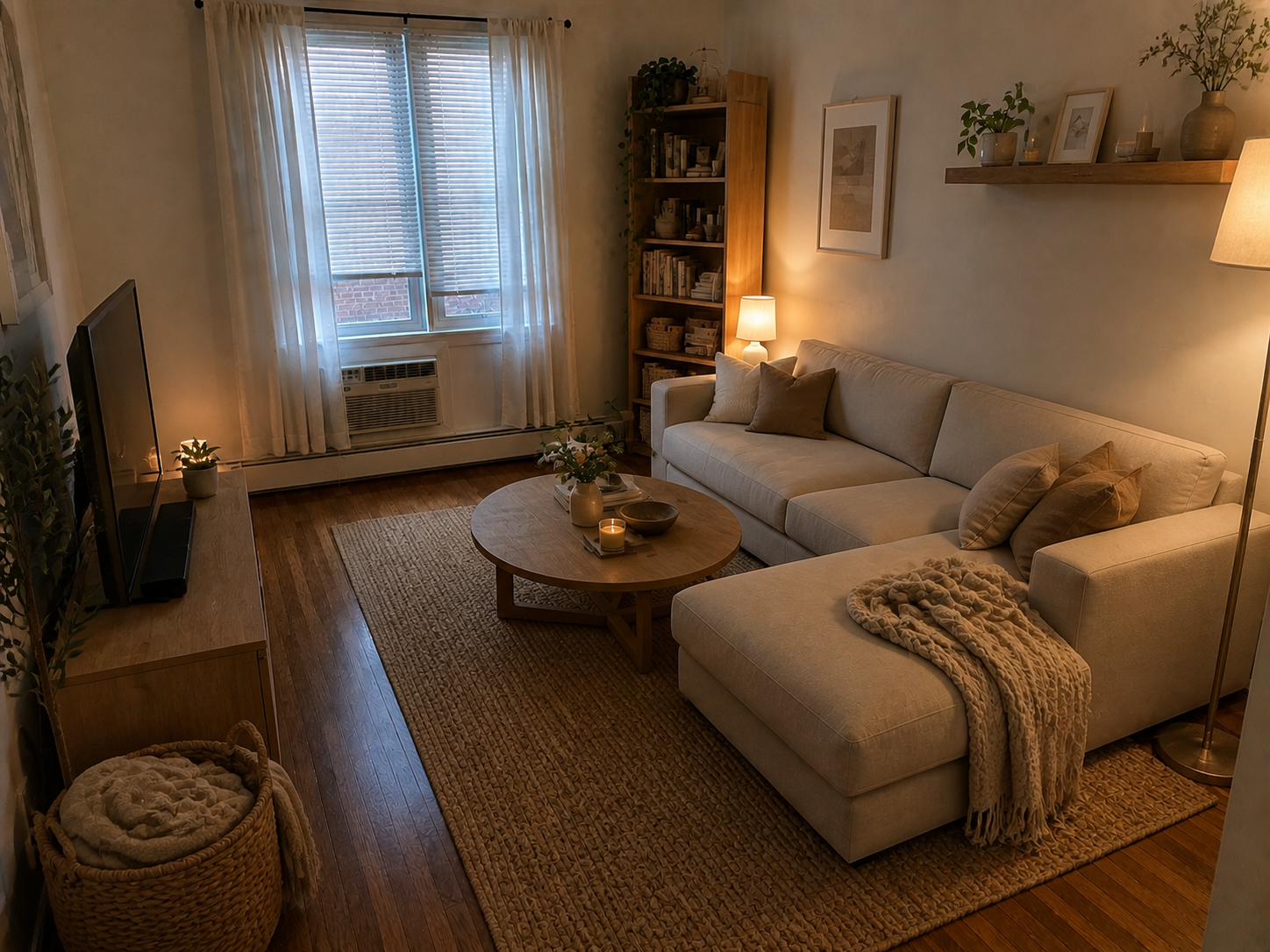 Dark 1990s Living Space to Organic Modern Gathering Hub after